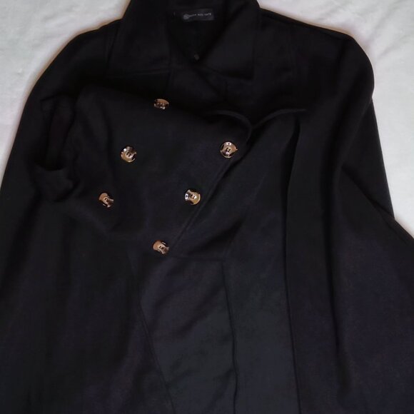 Kara And Kate 🌷 Womens Gorgeous Black Luxe Button Up Double Breasted Cape 🌷 - Picture 13 of 16